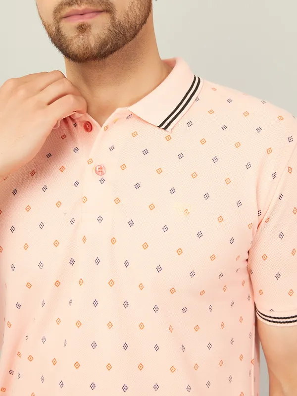 We_Perfect_Printed_Men_Polo_Neck_Orange_T-Shirt