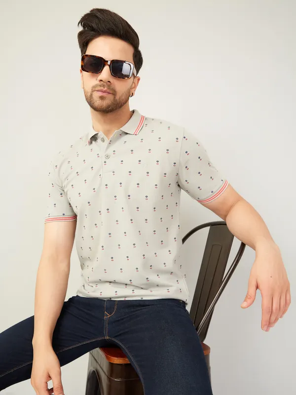 We_Perfect_Printed_Men_Polo_Neck_Grey_T-Shirt