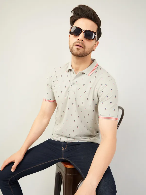 We_Perfect_Printed_Men_Polo_Neck_Grey_T-Shirt