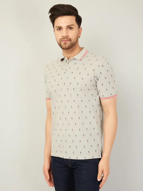 We_Perfect_Printed_Men_Polo_Neck_Grey_T-Shirt
