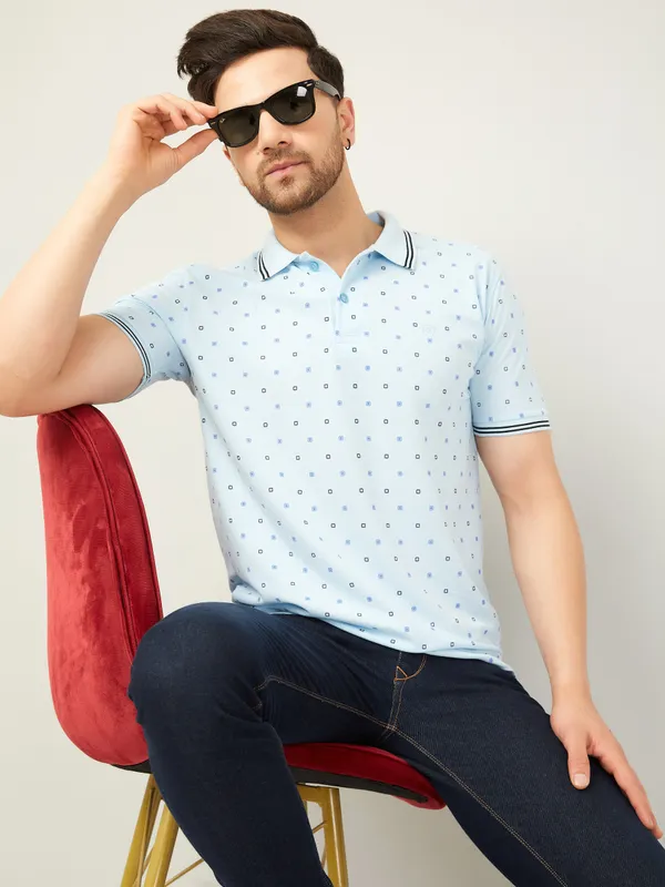 We_Perfect_Printed_Men_Polo_Neck_Blue_T-Shirt