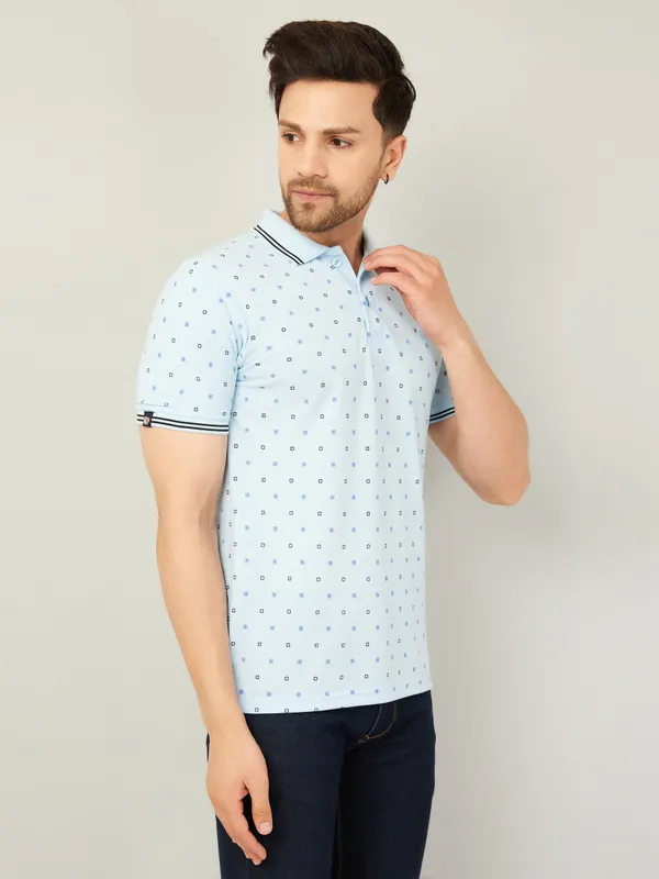 We_Perfect_Printed_Men_Polo_Neck_Blue_T-Shirt