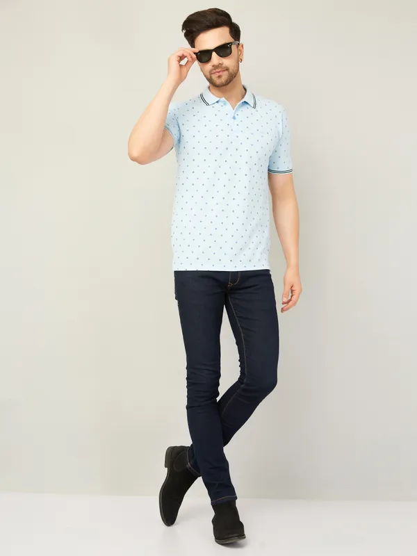 We_Perfect_Printed_Men_Polo_Neck_Blue_T-Shirt