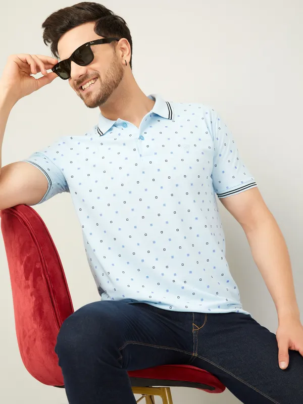 We_Perfect_Printed_Men_Polo_Neck_Blue_T-Shirt