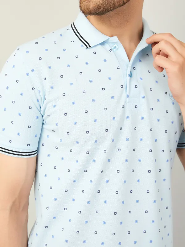 We_Perfect_Printed_Men_Polo_Neck_Blue_T-Shirt