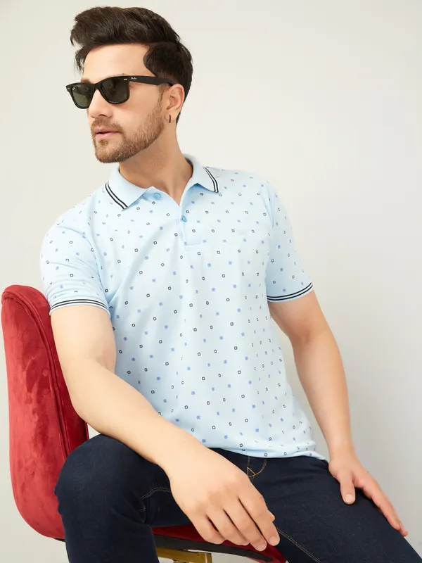 We_Perfect_Printed_Men_Polo_Neck_Blue_T-Shirt