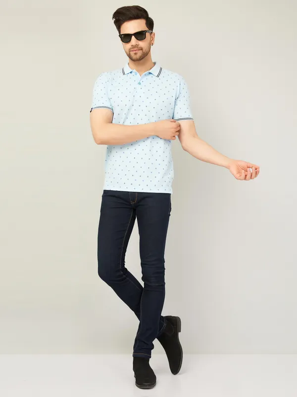 We_Perfect_Printed_Men_Polo_Neck_Blue_T-Shirt