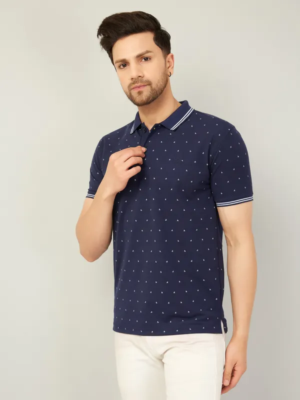 We_Perfect_Printed_Men_Polo_Neck_Blue_T-Shirt