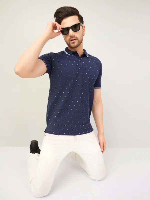 We_Perfect_Printed_Men_Polo_Neck_Blue_T-Shirt