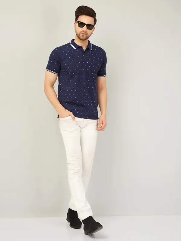We_Perfect_Printed_Men_Polo_Neck_Blue_T-Shirt