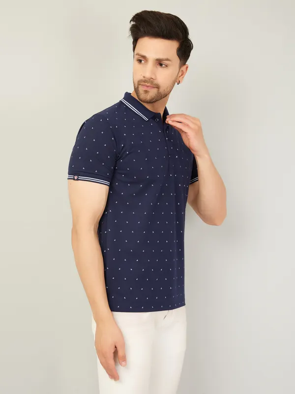We_Perfect_Printed_Men_Polo_Neck_Blue_T-Shirt