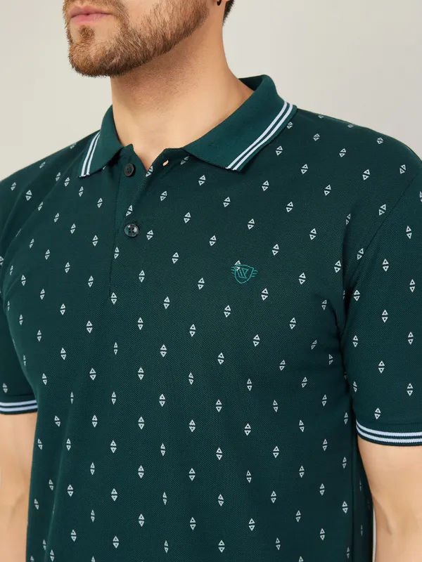 We_Perfect_Printed_Men_Polo_Neck_Green_T-Shirt