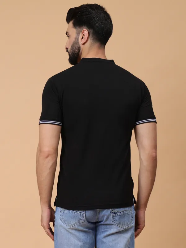 We_Perfect_Printed_Men_Polo_Neck_Black_T-Shirt