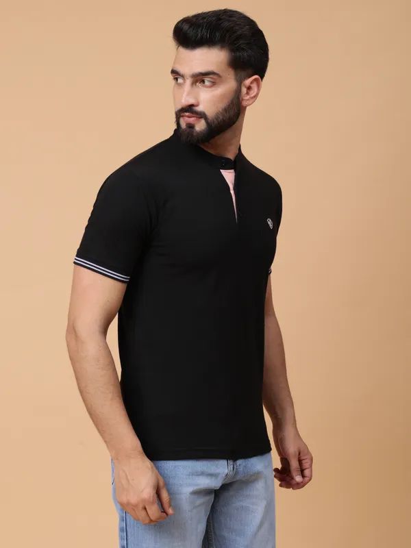 We_Perfect_Printed_Men_Polo_Neck_Black_T-Shirt