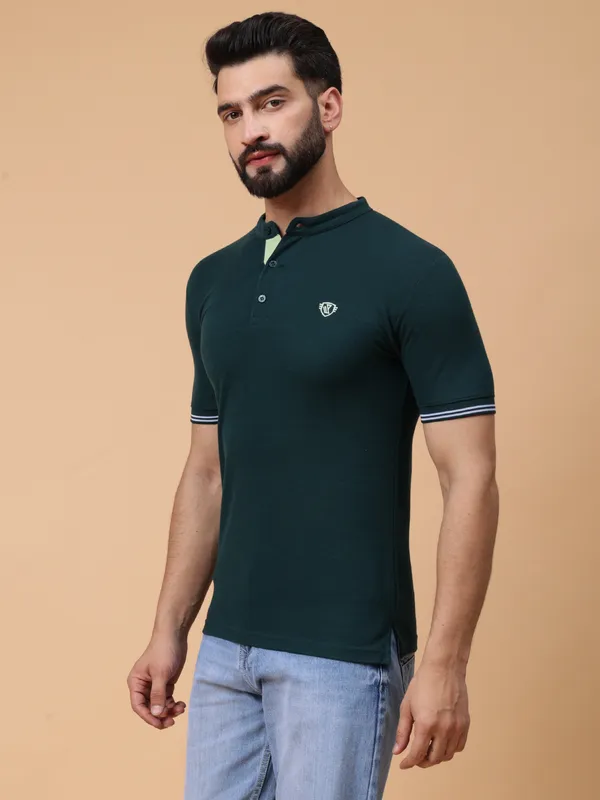 We_Perfect_Printed_Men_Polo_Neck_Green_T-Shirt