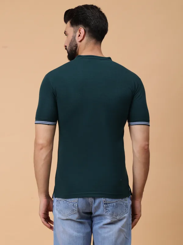 We_Perfect_Printed_Men_Polo_Neck_Green_T-Shirt
