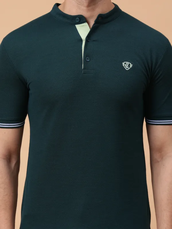 We_Perfect_Printed_Men_Polo_Neck_Green_T-Shirt