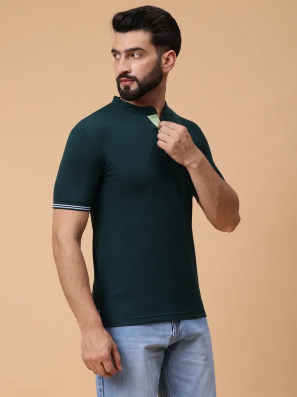 We_Perfect_Printed_Men_Polo_Neck_Green_T-Shirt