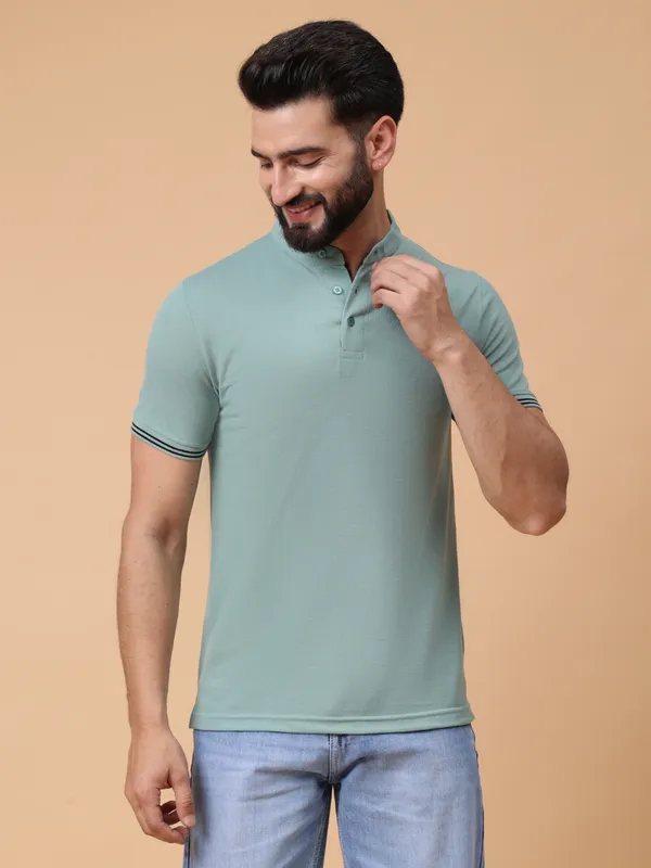 We_Perfect_Printed_Men_Polo_Neck_Light_Green_T-Shirt