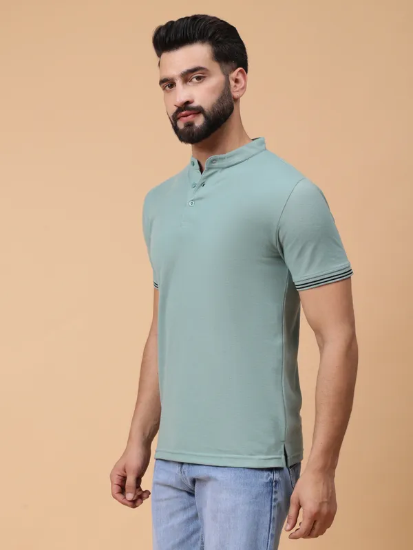 We_Perfect_Printed_Men_Polo_Neck_Light_Green_T-Shirt