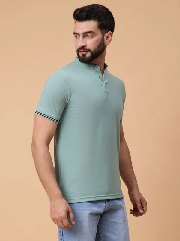 We_Perfect_Printed_Men_Polo_Neck_Light_Green_T-Shirt