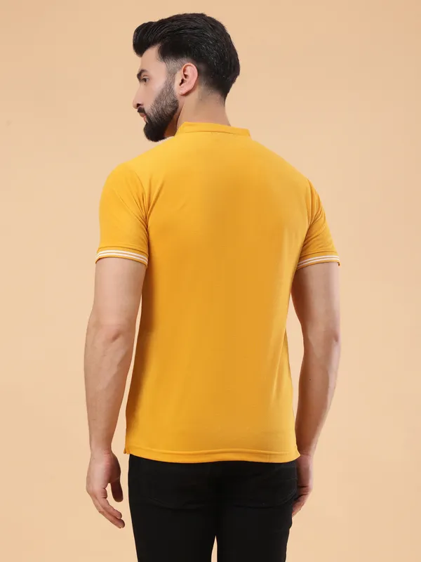 We_Perfect_Printed_Men_Polo_Neck_Yellow_T-Shirt