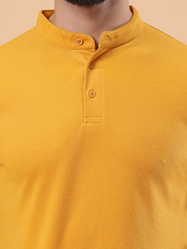 We_Perfect_Printed_Men_Polo_Neck_Yellow_T-Shirt