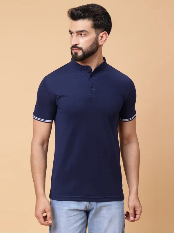 We_Perfect_Printed_Men_Polo_Neck_Navy_Blue_T-Shirt