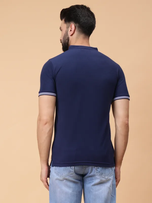 We_Perfect_Printed_Men_Polo_Neck_Navy_Blue_T-Shirt
