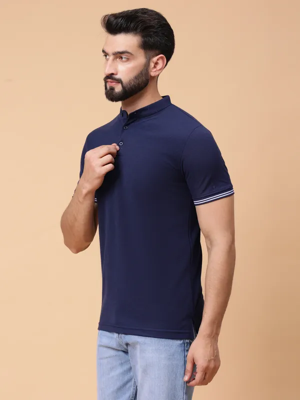 We_Perfect_Printed_Men_Polo_Neck_Navy_Blue_T-Shirt