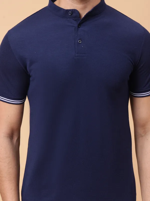 We_Perfect_Printed_Men_Polo_Neck_Navy_Blue_T-Shirt