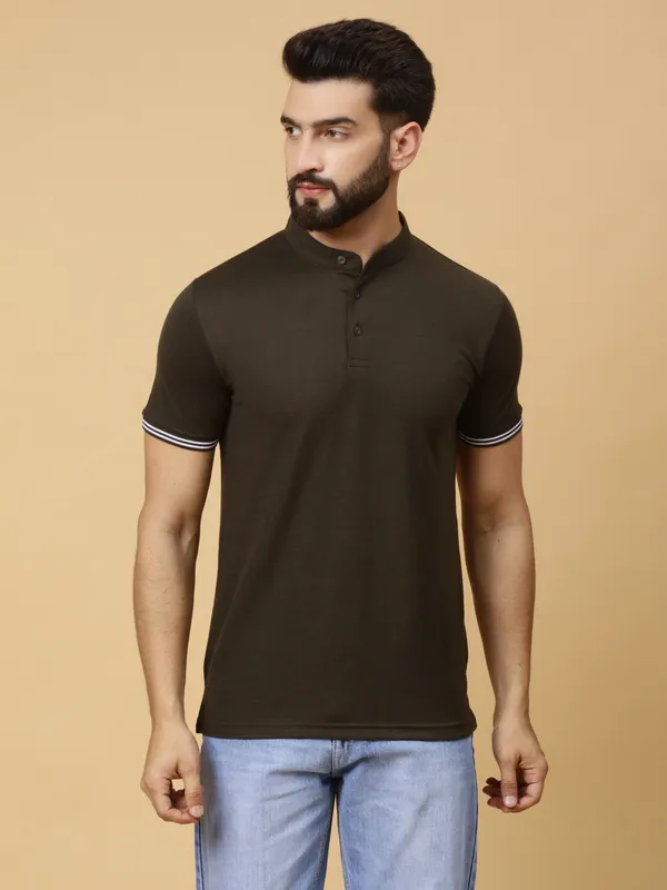 We_Perfect_Printed_Men_Polo_Neck_Green_T-Shirt