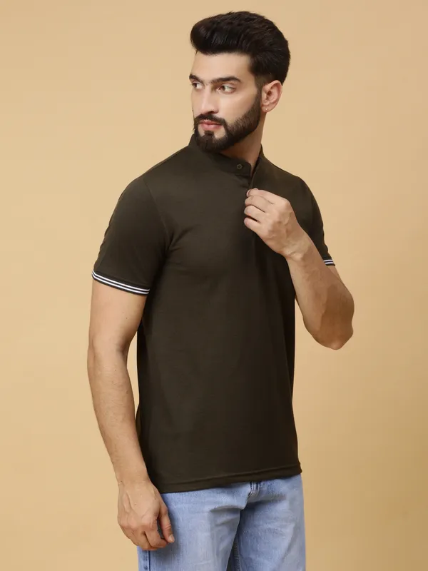 We_Perfect_Printed_Men_Polo_Neck_Green_T-Shirt