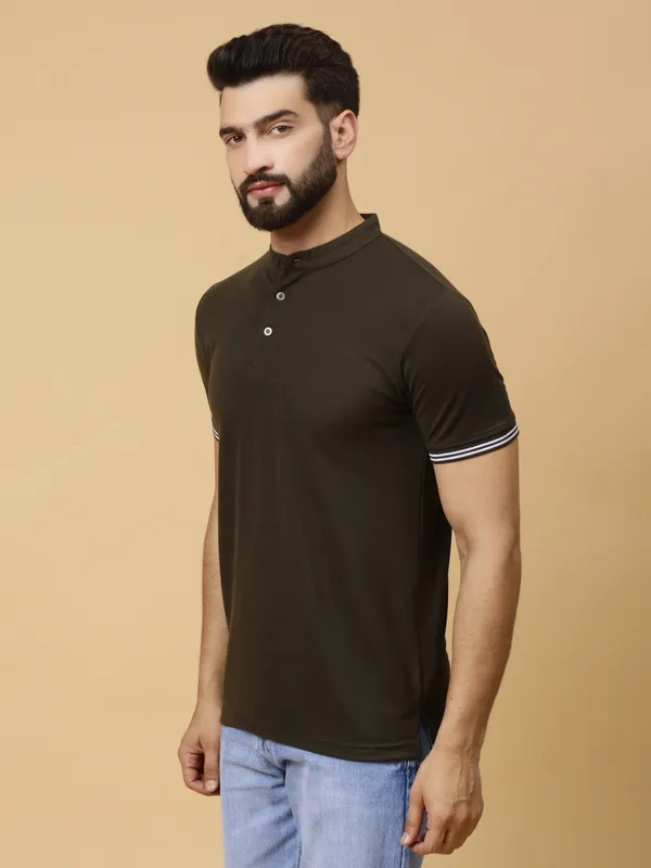We_Perfect_Printed_Men_Polo_Neck_Green_T-Shirt
