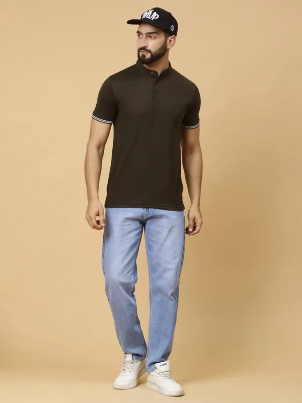 We_Perfect_Printed_Men_Polo_Neck_Green_T-Shirt