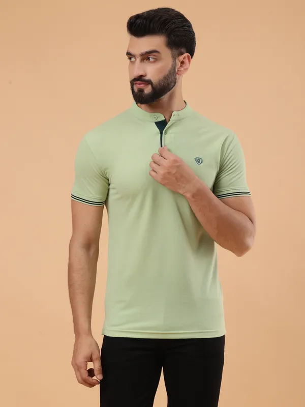 We_Perfect_Printed_Men_Polo_Neck_Light_Green_T-Shirt