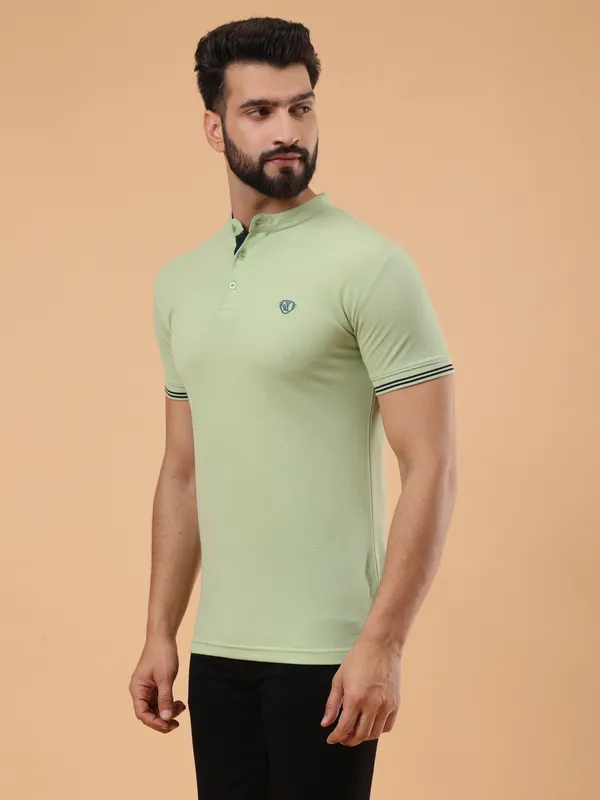 We_Perfect_Printed_Men_Polo_Neck_Light_Green_T-Shirt