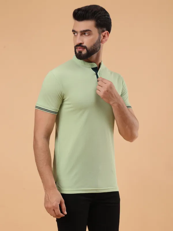 We_Perfect_Printed_Men_Polo_Neck_Light_Green_T-Shirt