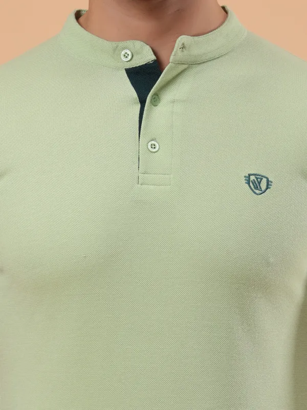 We_Perfect_Printed_Men_Polo_Neck_Light_Green_T-Shirt