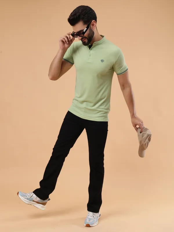 We_Perfect_Printed_Men_Polo_Neck_Light_Green_T-Shirt