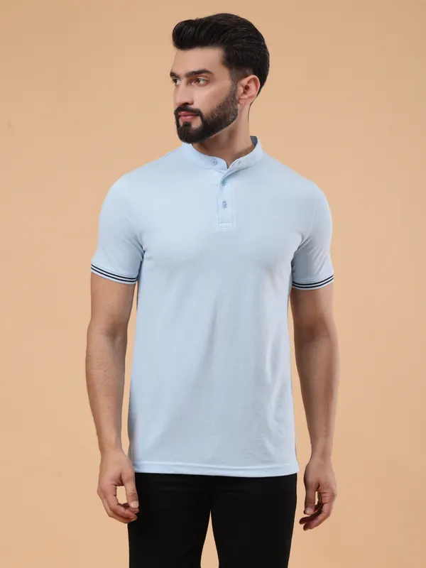 We_Perfect_Printed_Men_Polo_Neck_Light_Blue_T-Shirt