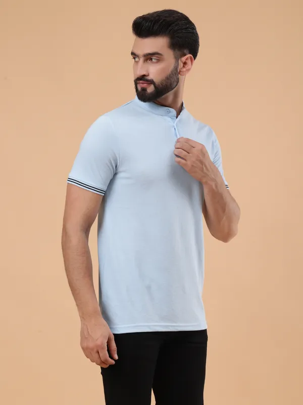 We_Perfect_Printed_Men_Polo_Neck_Light_Blue_T-Shirt