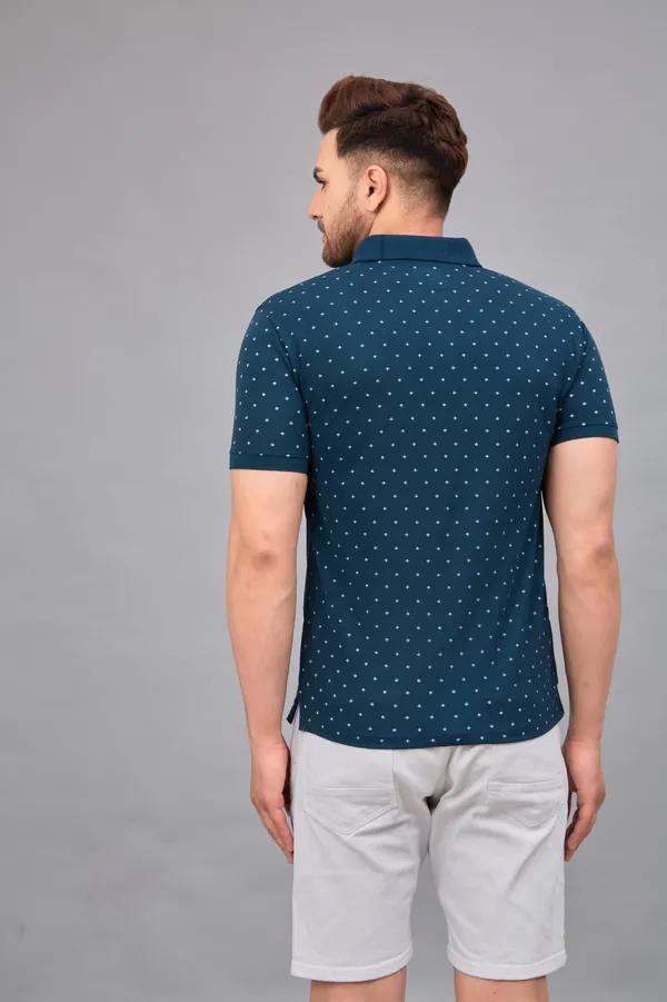 Printed_Men_Polo_Neck_Green_T-Shirt