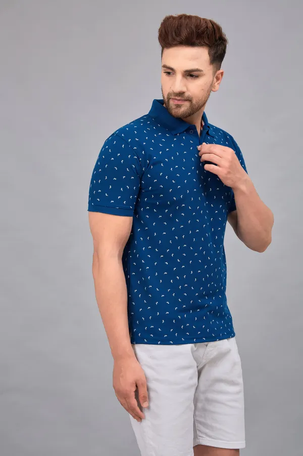 Printed_Men_Polo_Neck_Blue_T-Shirt
