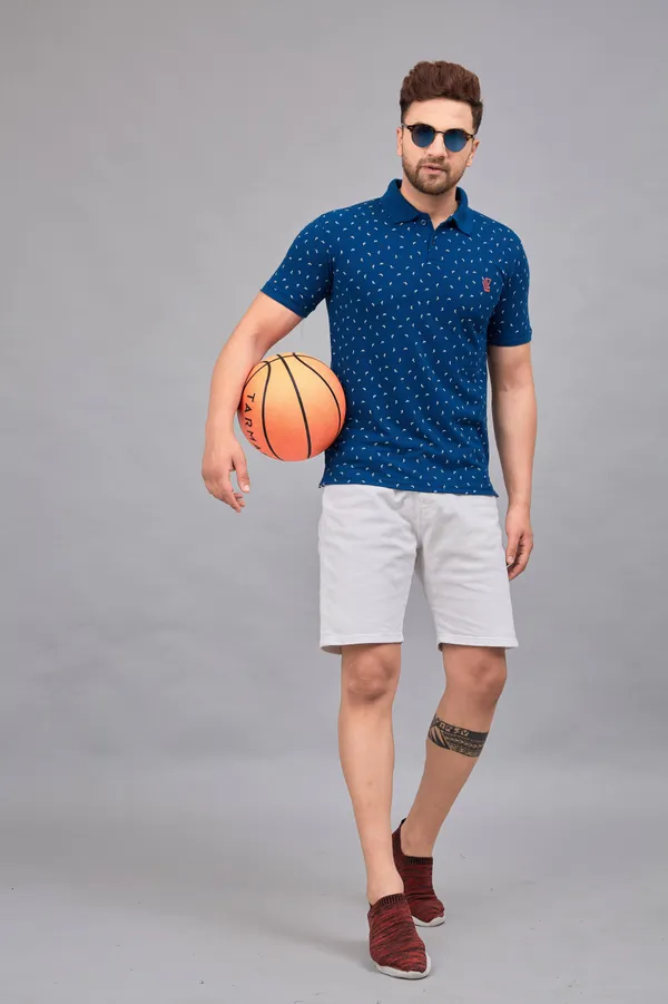 Printed_Men_Polo_Neck_Blue_T-Shirt