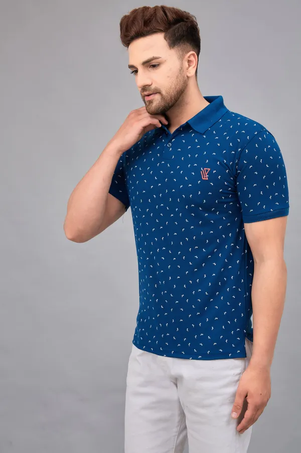 Printed_Men_Polo_Neck_Blue_T-Shirt