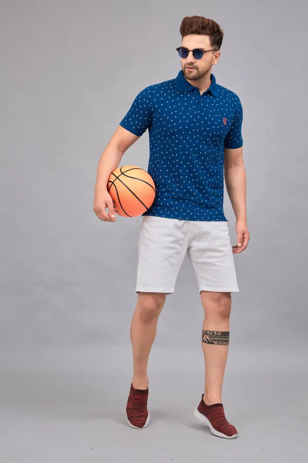 Printed_Men_Polo_Neck_Blue_T-Shirt