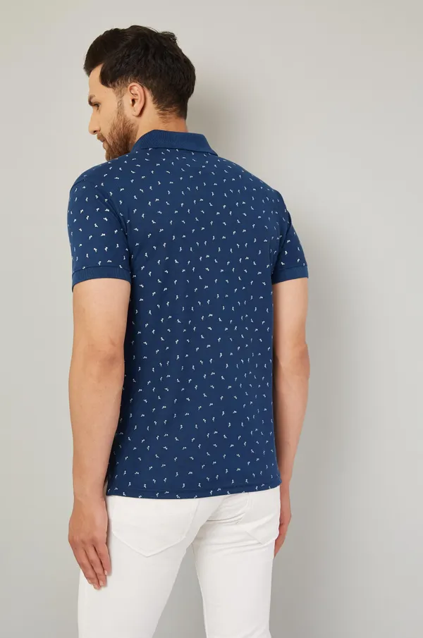 Printed_Men_Polo_Neck_Navy_Blue_T-Shirt