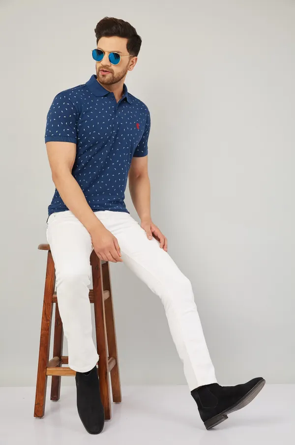 Printed_Men_Polo_Neck_Navy_Blue_T-Shirt