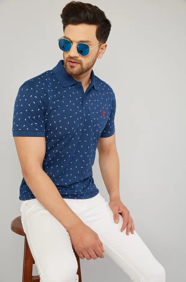 Printed_Men_Polo_Neck_Navy_Blue_T-Shirt